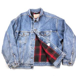 VTG 90s Levi's Plaid Lined Jean Denim Jacket USA